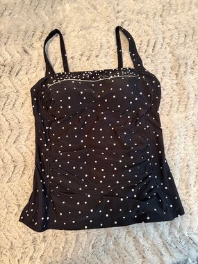 Lascana Polka Dot Black Tankini Top - Sleek Swim Coverage 38C L NWOT